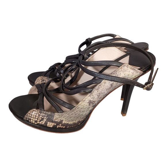 10 Crosby Derek Lam Pumps Shoes Heels Strappy Animal Pring Open Toe Womens 10 - Picture 7 of 10